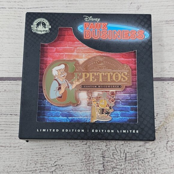 New! Disneyland 2024 Geppetto's Woodworks Faux Business Disney Boxed Pin LE 1500 - Picture 2 of 3